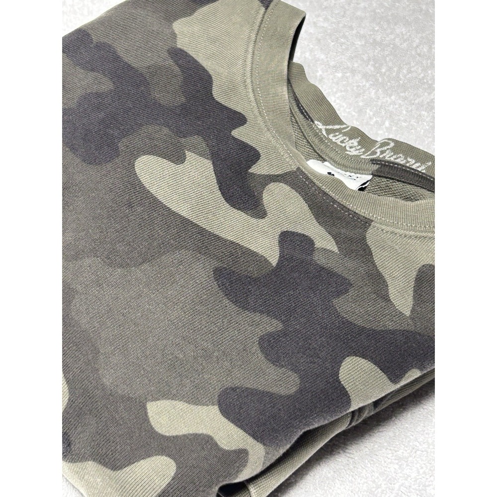 Lucky Brand Short Sleeve Oversized Camo Sweatshirt Size XL Women's NWT MSRP79.50